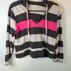 Spirit Hoodie with Black, Gray, and Pink Stripes